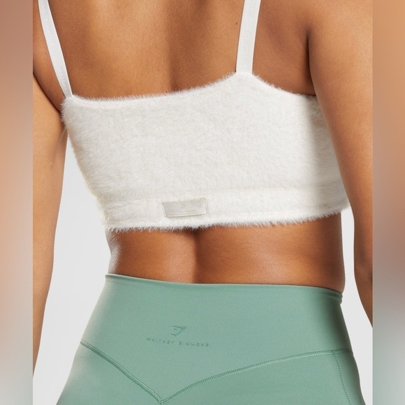 Gymshark Whitney Eyelash Knit Bandeau White Cream Size Small Athleisure Lounge - Picture 2 of 9